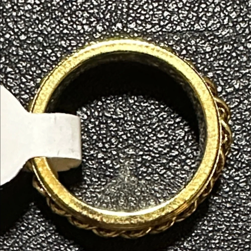 Gold Tone Spinner Curb Chain Inlay Band Ring NEW